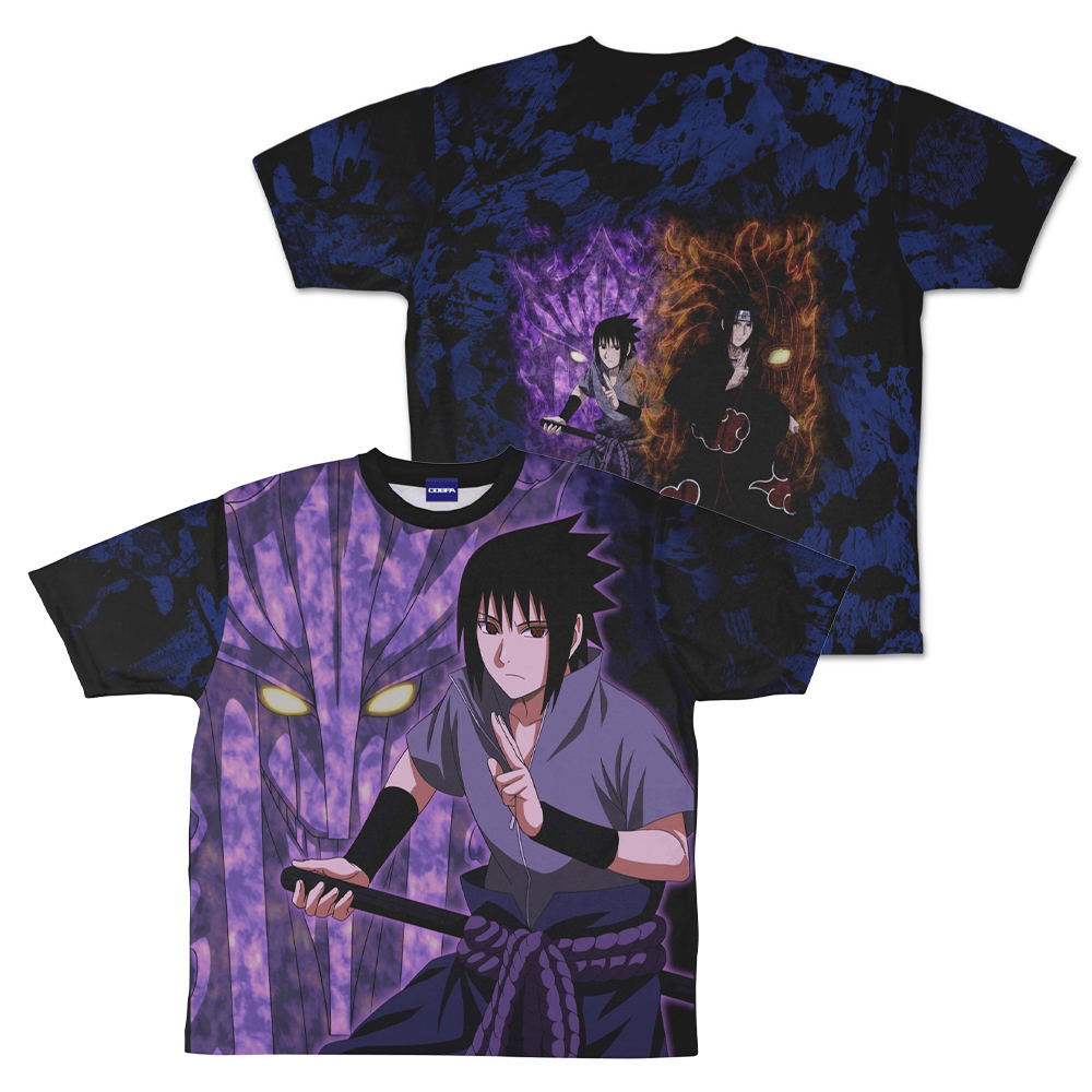 Naruto Shippuden Sasuke Uchiha Double-sided Full Graphic T-shirt (Size L)