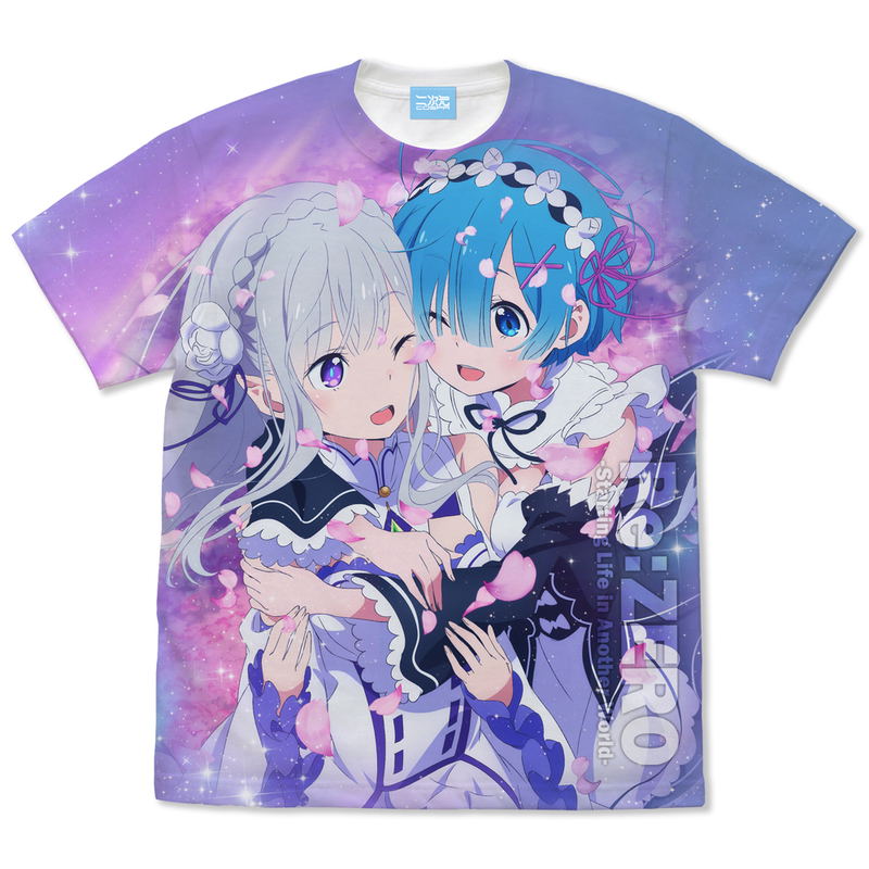 Re:ZERO -Starting Life In Another World- Emilia & Rem Full Graphic T-shirt (White | Size M) image 1