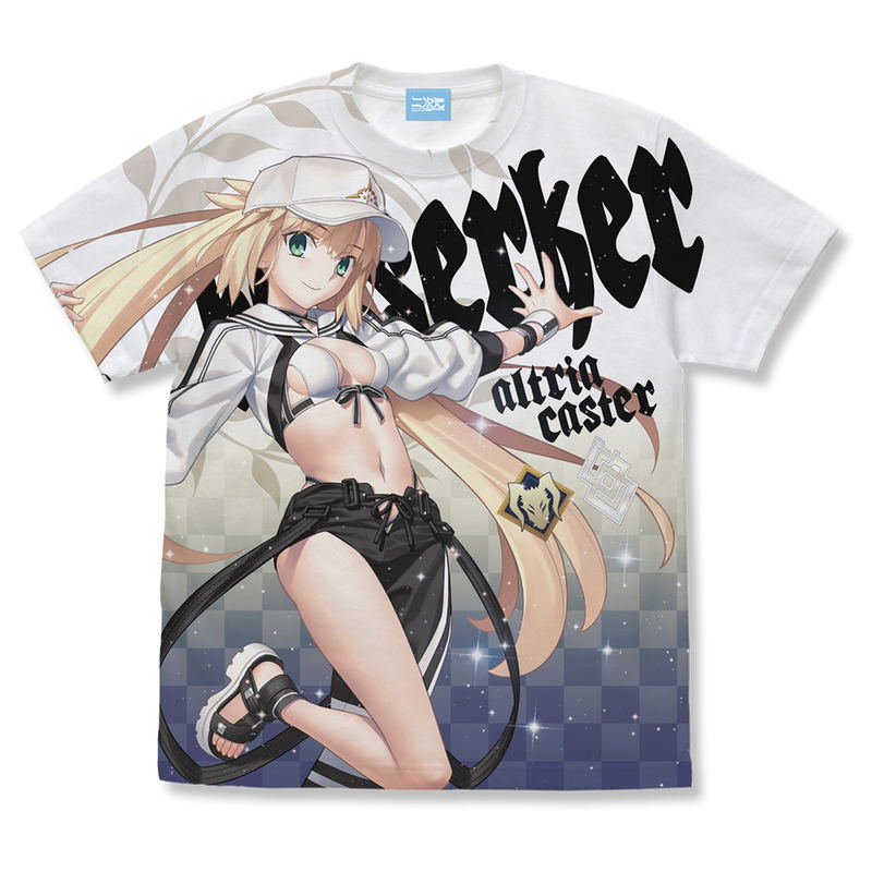 Fate/Grand Order Berserker/Artoria Caster Full Graphic T-shirt (White | Size L) image 1