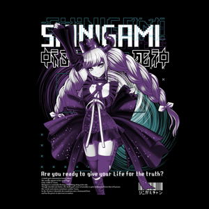 Master Detective Archives: Rain Code Shinigami-chan T-shirt (Black | Size M)_