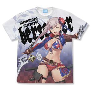 Fate/Grand Order Berserker/Miyamoto Musashi Full Graphic T-shirt (White | Size S)_