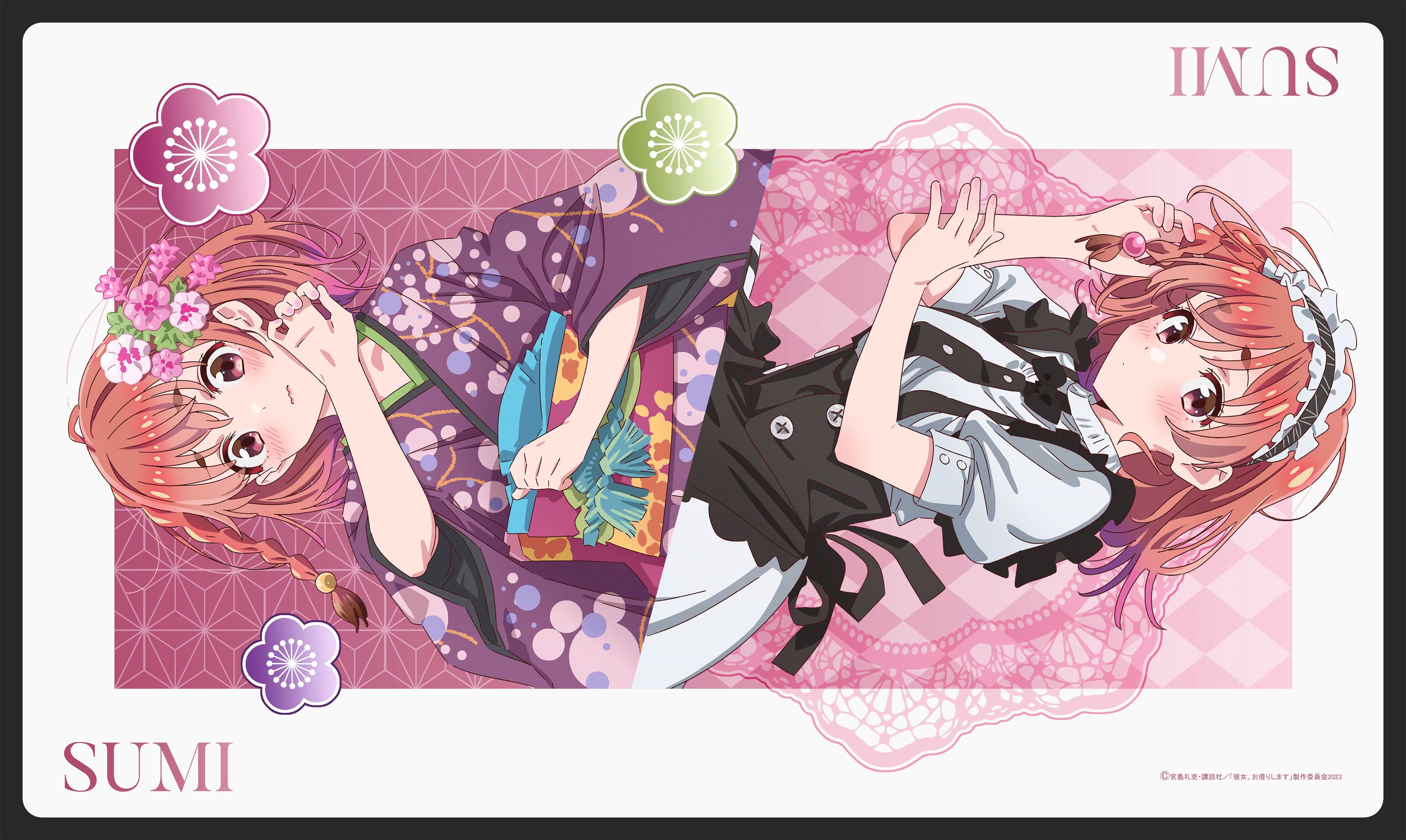 Rent-A-Girlfriend Season 3 Original Illustration Rubber Mat Kimono & Maid Costume Ver. Sakurasawa Sumi Matsumoto Shoji