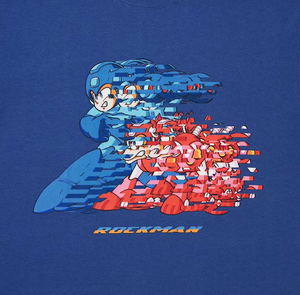 UT Capcom 40th Rockman Graphic T-Shirt (Blue | Size L)_