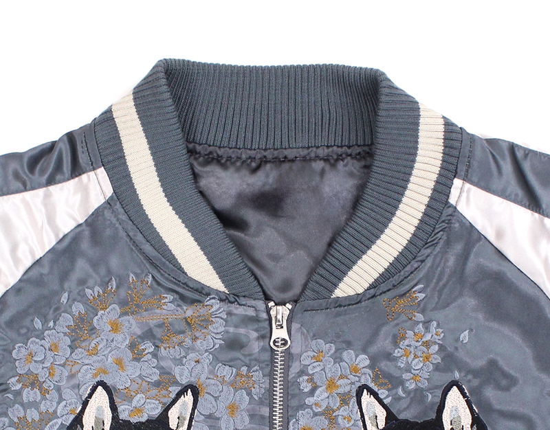 Doomsday With My Dog - Designed By Yu Ishihara Mr. Haru Black Shiba Ver. Embroidered Souvenir Jacket (Blue | Size L) image 10