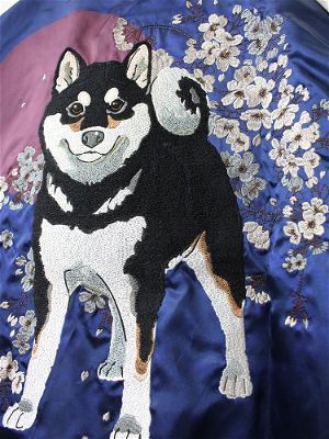 Sekai No Owari Ni Shibainu To - Designed By Yu Ishihara Mr. Haru Black Shiba Ver. Embroidered Souvenir Jacket (Blue | Size L)