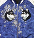 Doomsday With My Dog - Designed By Yu Ishihara Mr. Haru Black Shiba Ver. Embroidered Souvenir Jacket (Blue | Size L) thumbnail 8