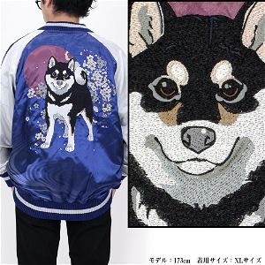 Sekai No Owari Ni Shibainu To - Designed By Yu Ishihara Mr. Haru Black Shiba Ver. Embroidered Souvenir Jacket (Blue | Size XXL)