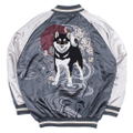 Doomsday With My Dog - Designed By Yu Ishihara Mr. Haru Black Shiba Ver. Embroidered Souvenir Jacket (Gray | Size XXL) thumbnail 2