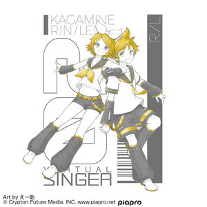 Kagamine Rin/Len T-shirt Esuke Ver. (White | Size S)_