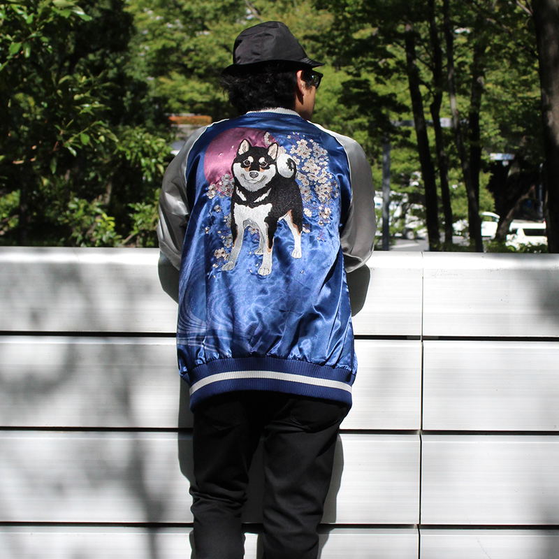 Doomsday With My Dog - Designed By Yu Ishihara Mr. Haru Black Shiba Ver. Embroidered Souvenir Jacket (Blue | Size XL) image 9