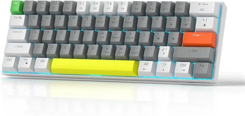 MageGee STAR61 Wired Mechanical Keyboard (White/Gray) - Brown Switch image 1