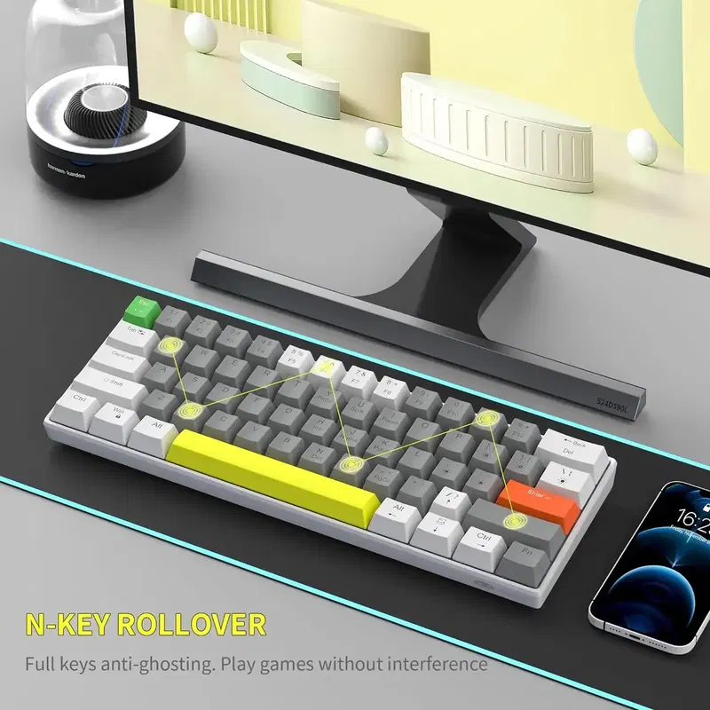 MageGee STAR61 Wired Mechanical Keyboard (White/Gray) - Brown Switch image 4