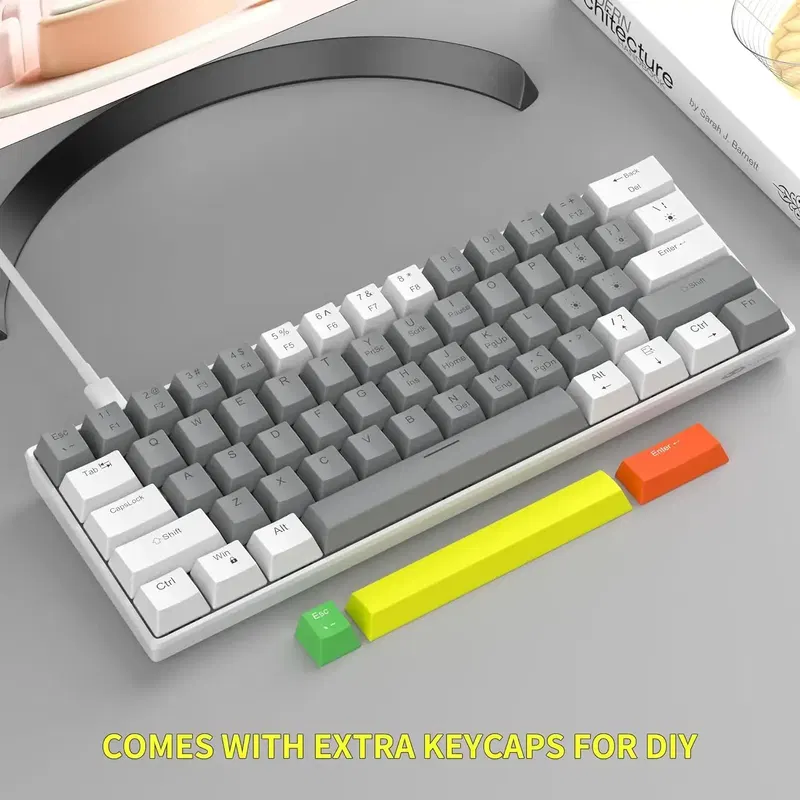 MageGee STAR61 Wired Mechanical Keyboard (White/Gray) - Brown Switch image 6