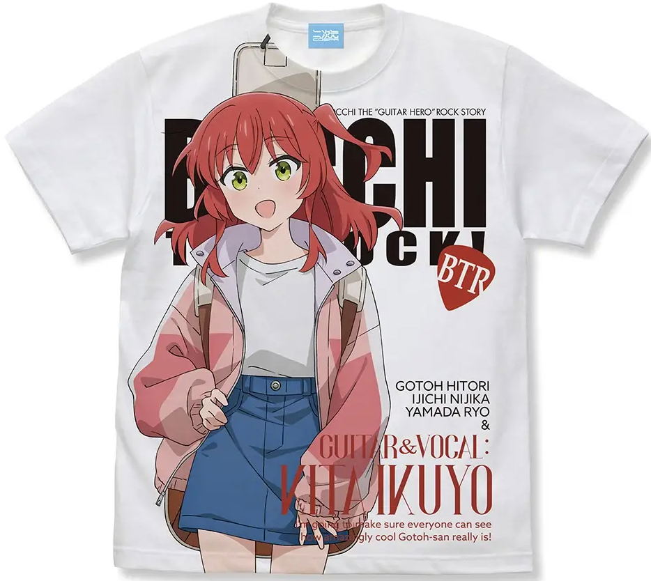 Bocchi the Rock! - Original Illustration Ikuyo Kita Full Graphic T-shirt Street Fashion Ver. (White | Size M)