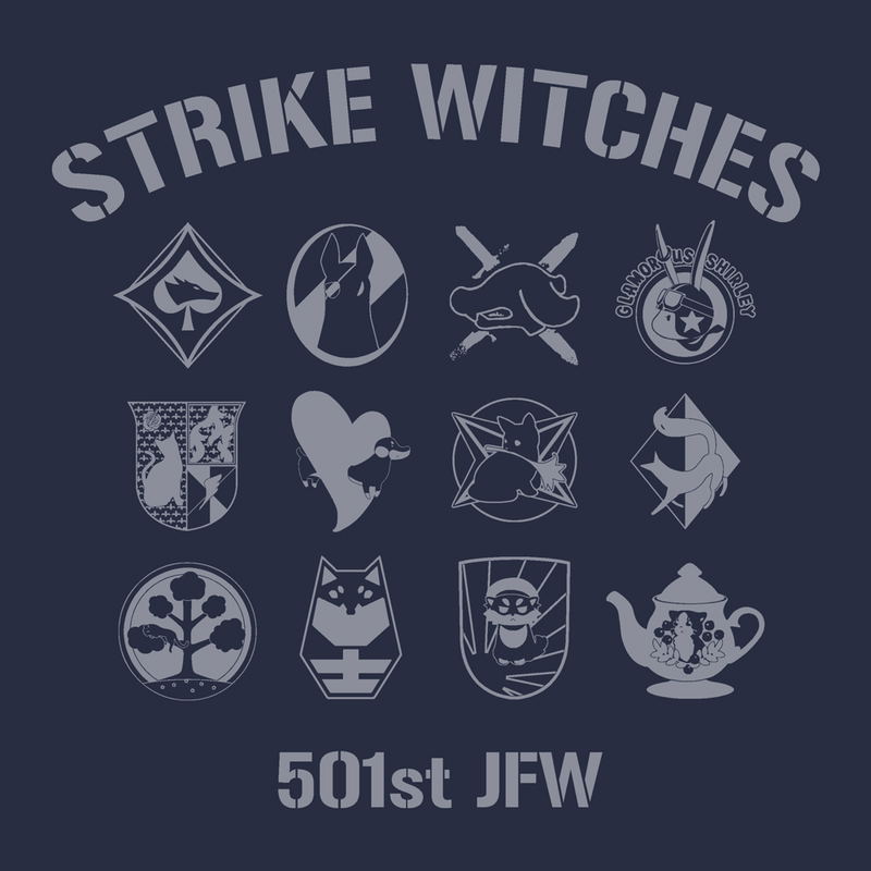 501st Joint Fighter Wing Strike Witches ROAD to BERLIN - Strike Witches Personal Mark Thin Dry Hoodie (Navy | Size L) image 3