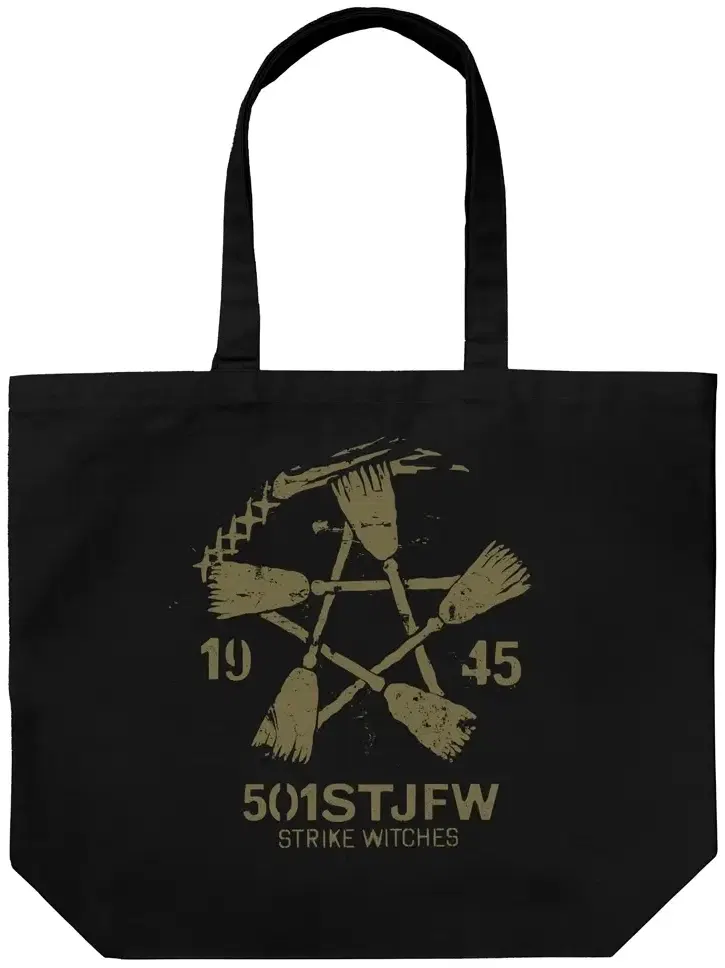 501st Joint Fighter Wing Strike Witches ROAD to BERLIN - Strike Witches Vintage Large Tote Bag (Black) image 1