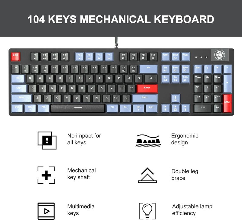 MageGee MK-ARMOR Wired Mechanical Keyboard [Brown Switch] (Blue Black) image 10
