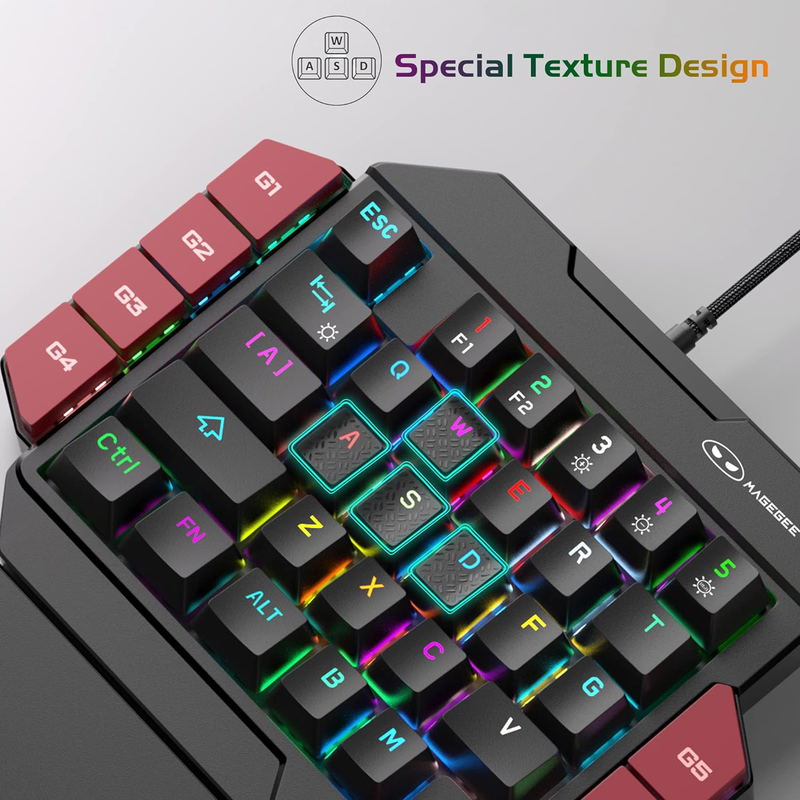 MageGee MK-Axe One Handed Professional Gaming Keyboard RGB Lighting (Blue Switch) image 3