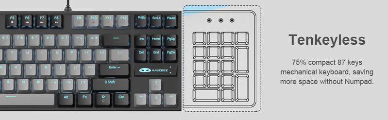MageGee MK-STAR Wired Mechanical Keyboard (Black/Gray) - Blue Switch image 11