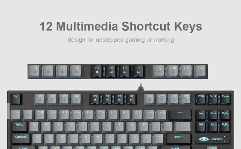 MageGee MK-STAR Wired Mechanical Keyboard (Black/Gray) - Blue Switch image 12