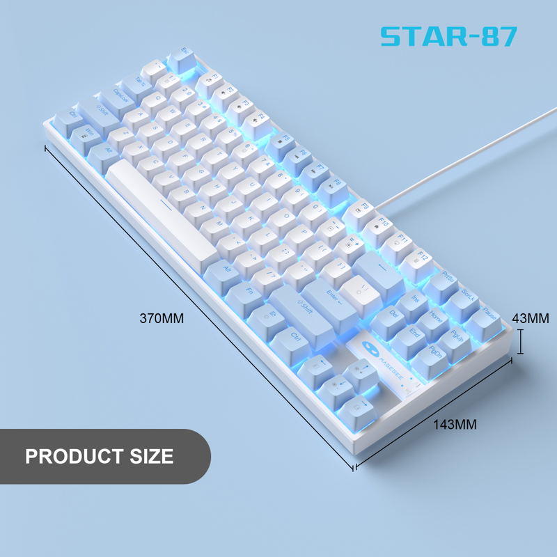 MageGee MK-STAR Wired Mechanical Keyboard [Red Switch] (Blue/White) image 7