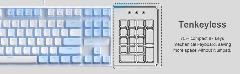 MageGee MK-STAR Wired Mechanical Keyboard [Red Switch] (Blue/White) image 9