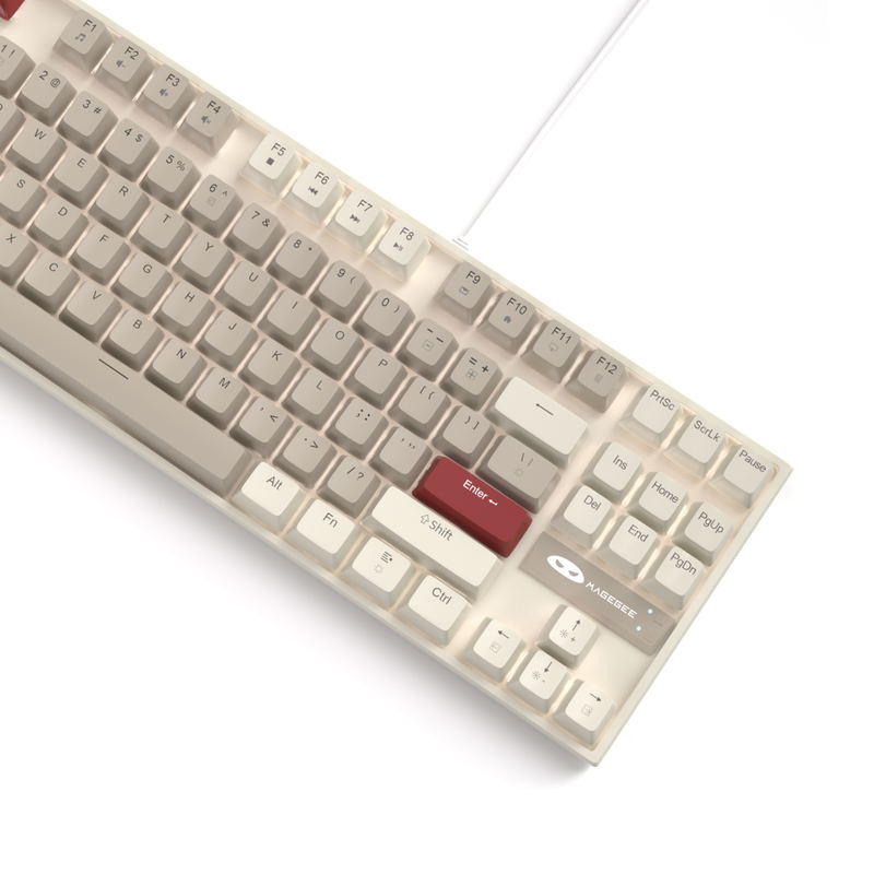 MageGee MK-STAR Wired Mechanical Keyboard [Black Switch] (Retro White/Gray) image 1