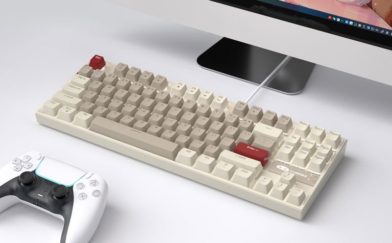 MageGee MK-STAR Wired Mechanical Keyboard [Black Switch] (Retro White/Gray) image 10