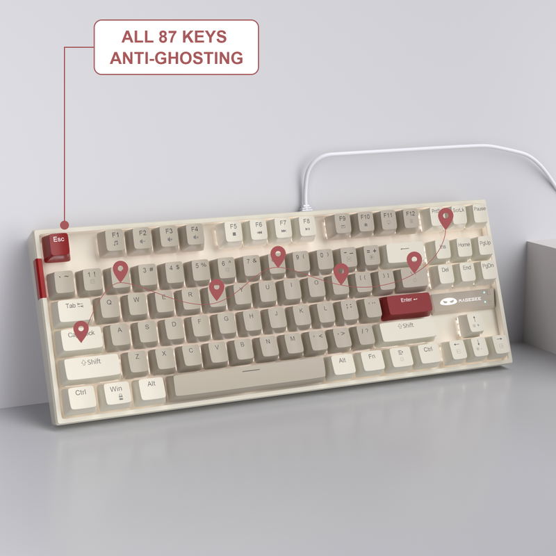 MageGee MK-STAR Wired Mechanical Keyboard [Black Switch] (Retro White/Gray) image 11