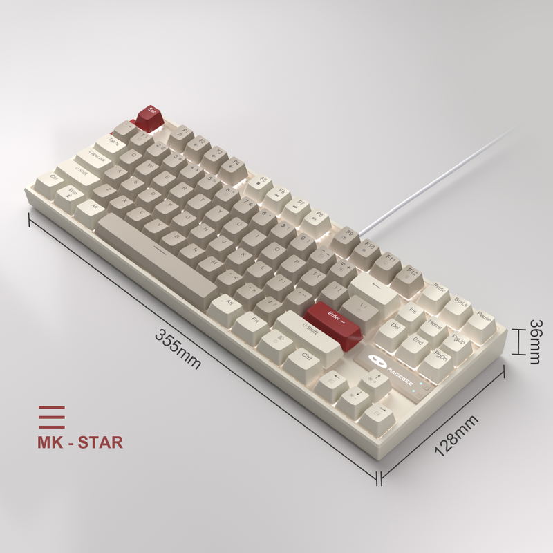 MageGee MK-STAR Wired Mechanical Keyboard [Black Switch] (Retro White/Gray) image 13