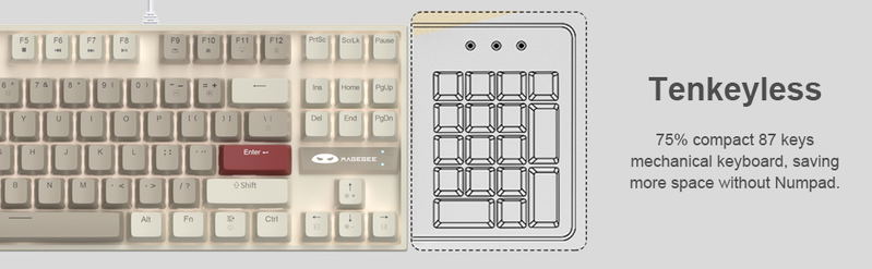 MageGee MK-STAR Wired Mechanical Keyboard [Black Switch] (Retro White/Gray) image 14