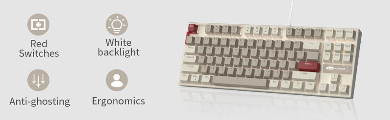 MageGee MK-STAR Wired Mechanical Keyboard [Black Switch] (Retro White/Gray) image 15