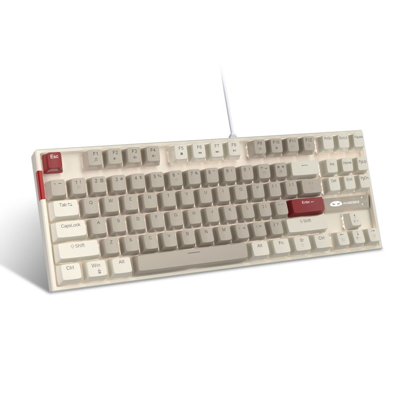 MageGee MK-STAR Wired Mechanical Keyboard [Black Switch] (Retro White/Gray) image 6