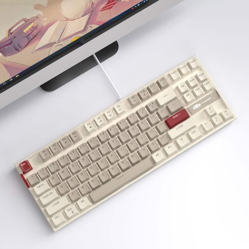 MageGee MK-STAR Wired Mechanical Keyboard [Black Switch] (Retro White/Gray) image 8