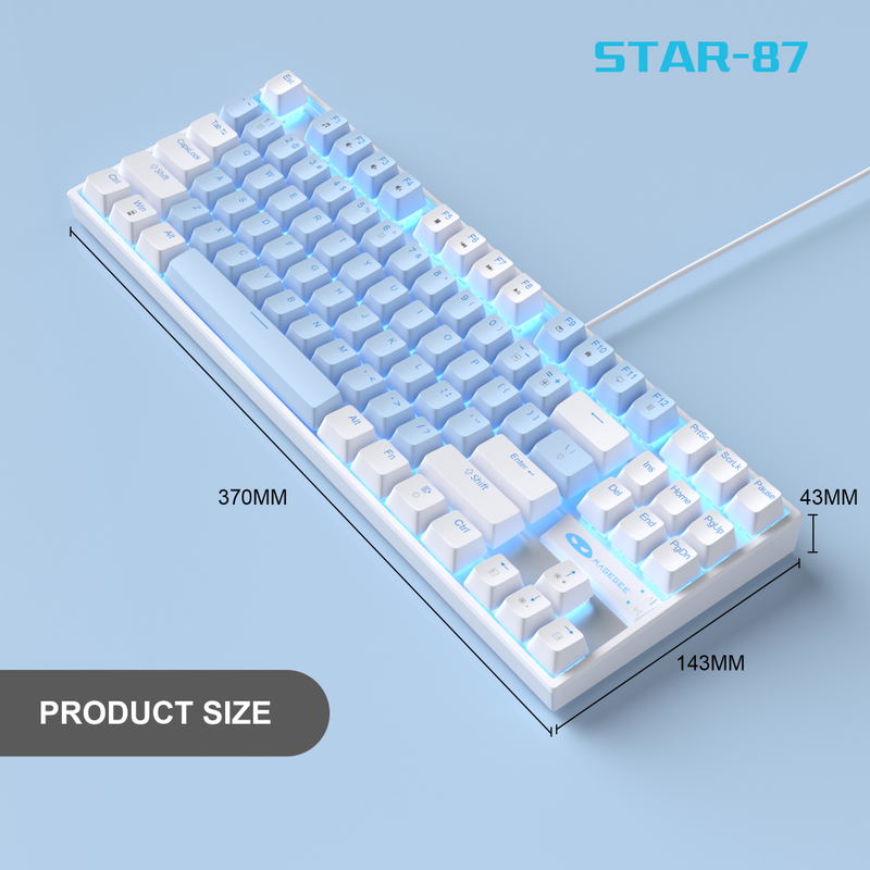 MageGee MK-STAR Wired Mechanical Keyboard (White/blue) - Blue Switch image 10