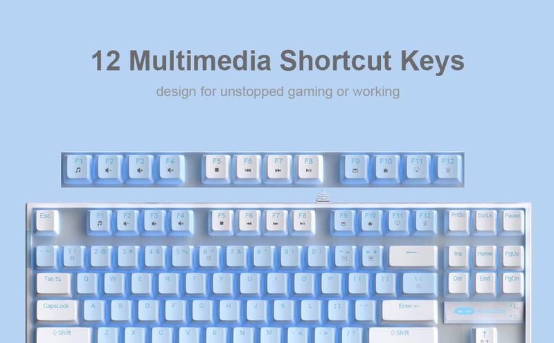 MageGee MK-STAR Wired Mechanical Keyboard (White/blue) - Blue Switch image 13
