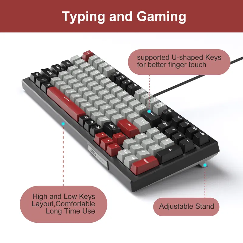 MageGee SKY98 Wired Mechanical Keyboard (Black/Gray) - Blue Switch image 5