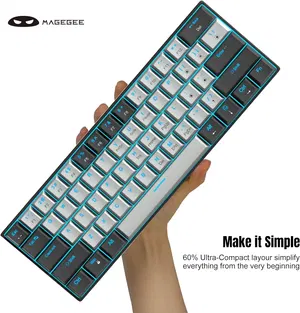 MageGee STAR61 Wired Mechanical Keyboard (Black/Gray) - Blue Switch for ...
