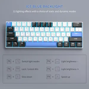 MageGee STAR61 Wired Mechanical Keyboard (Black/White) - Brown Switch ...