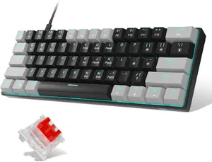 MageGee STAR61 Wired Mechanical Keyboard (Gray/Black) - Red Switch_