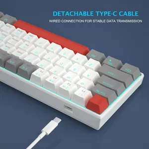 MageGee STAR61 Wired Mechanical Keyboard (Gray/White) - Red Switch for ...