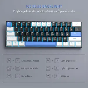 MageGee STAR61 Wired Mechanical Keyboard (White/Black) - Red Switch for ...