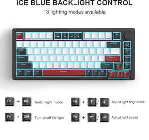 MageGee STAR75 Wired Mechanical Keyboard (Black/White) - Red Switch_