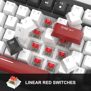 MageGee STAR75 Wired Mechanical Keyboard (Black/White) - Red Switch_