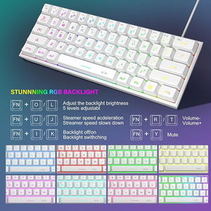 MageGee TS91 Wired Membrane Keyboard RGB Lighting (White)_