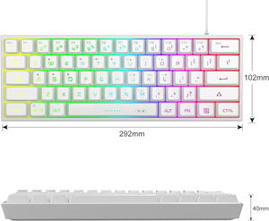 MageGee TS91 Wired Membrane Keyboard RGB Lighting (White)_