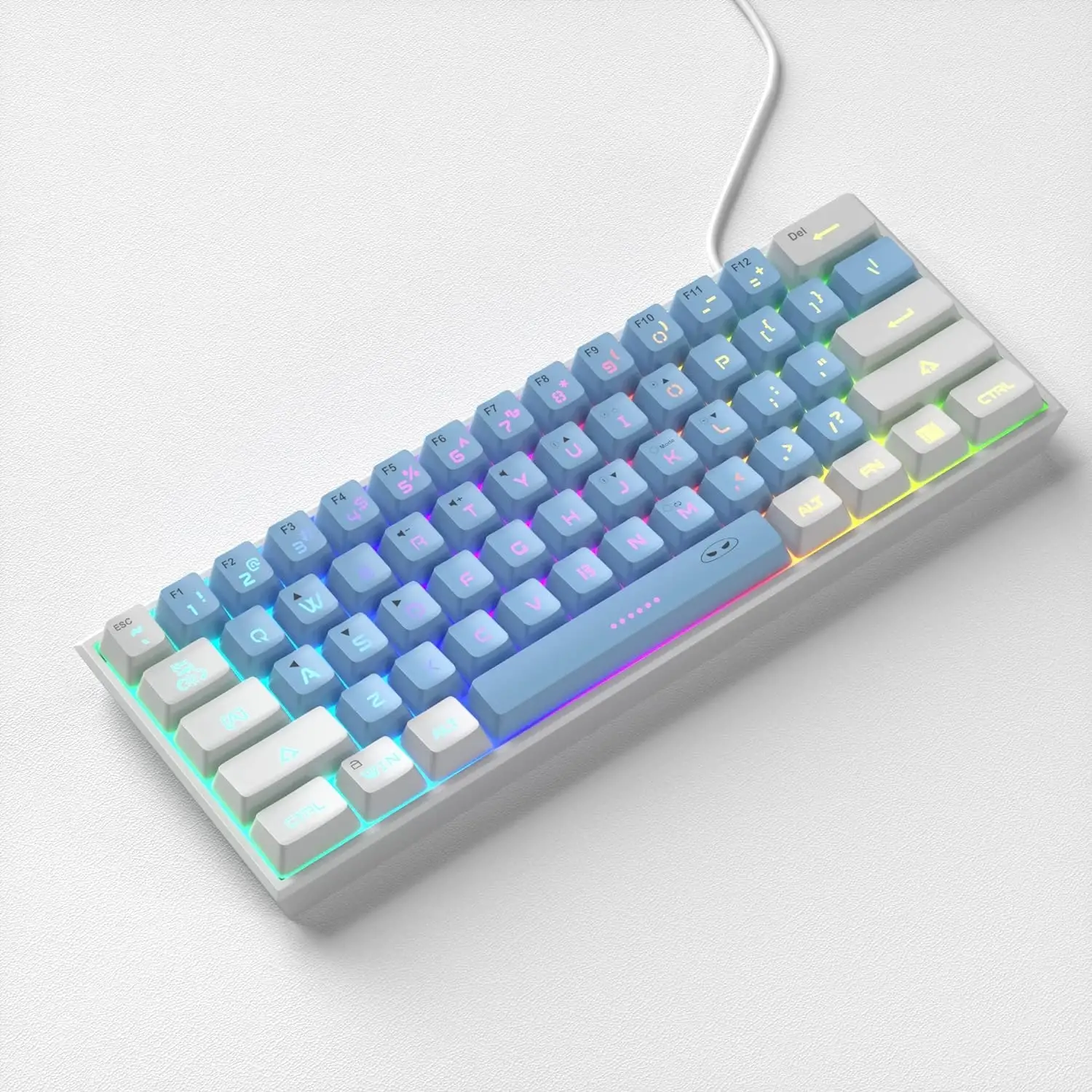 MageGee TS91 Wired Membrane Keyboard (White/Blue) for Laptop, Desktop