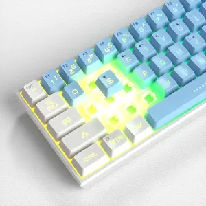 MageGee TS91 Wired Membrane Keyboard (White/Blue)_