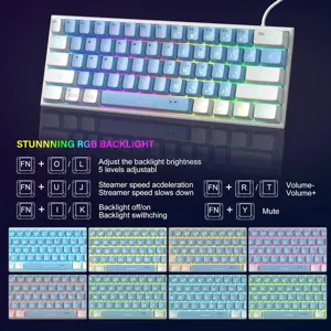 MageGee TS91 Wired Membrane Keyboard (White/Blue)_