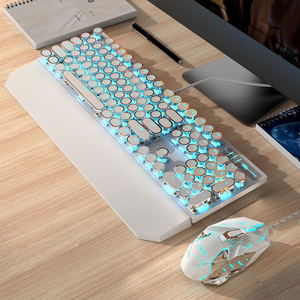 MageGee MK-STORM Wired Mechanical Keyboard and G10 Mouse Combo Blue Light (White Punk) - Red Switch_